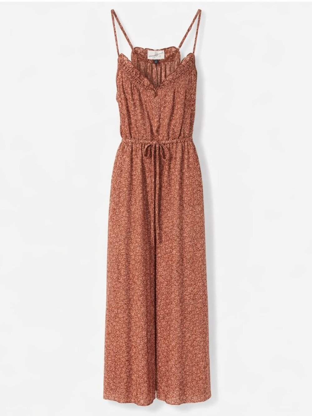 Universal Thread Smocked Maxi Dress Rust Print Tie Waist‎ Size XS Boho Summer